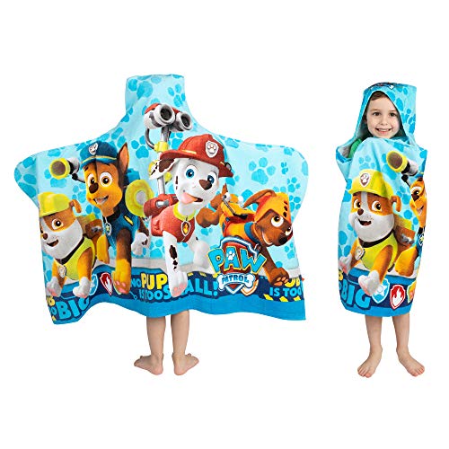 Franco Kids Bath and Beach Soft Cotton Terry Hooded Towel Wrap, 24" x 50", Paw Patrol Blue