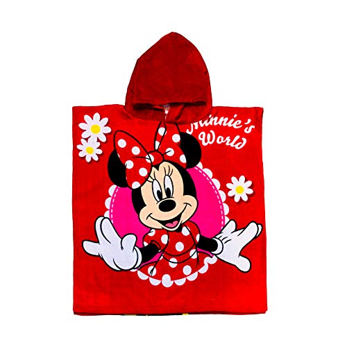 Minnie Mouse MinnieMouse Disney red Dress with Polka dot and Flowers It's All About Minnie Hooded Poncho Girls Towel