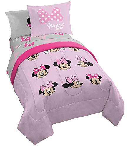 Jay Franco & Sons Jay Franco Minnie Mouse Faces 5 Piece Twin Bed Set (Offical Disney Product)