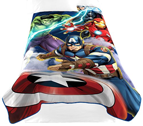 Jay Franco & Sons Marvel Avengers Blue Circle Fleece Plush Blanket, 62 x 90/Twin