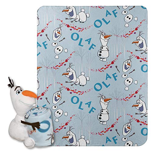 Disney Frozen 2, "Olaf Knows" Character Shaped Pillow and Fleece Throw Blanket Set, 40" x 50", Multi Color, 1 Count