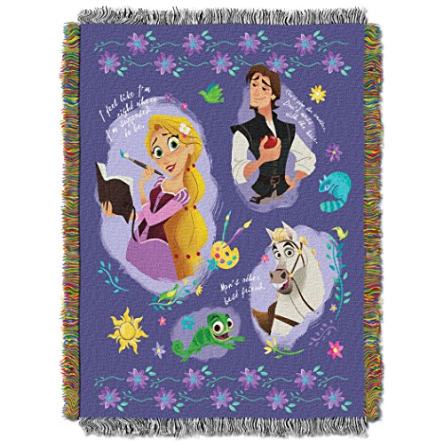 Disney's Princesses, "Storytime Tangled" Woven Tapestry Throw Blanket, 48" x 60", Multi Color