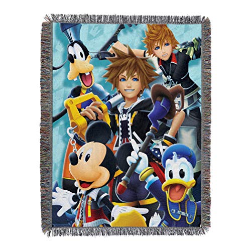 Disney's Kingdom Hearts, "Ready for the Road" Woven Tapestry Throw Blanket, 48" x 60", Multi Color