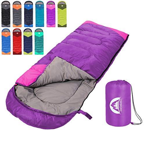SWTMERRY Sleeping Bag 3 Seasons (Summer, Spring, Fall) Warm & Cool Weather - Lightweight,Waterproof Indoor & Outdoor Use for Kids,