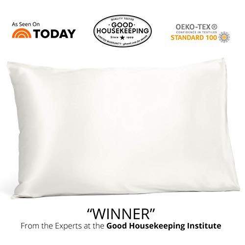 Fishers Finery 25mm 100% Pure Mulberry Silk Pillowcase Good Housekeeping Winner (White, Queen)