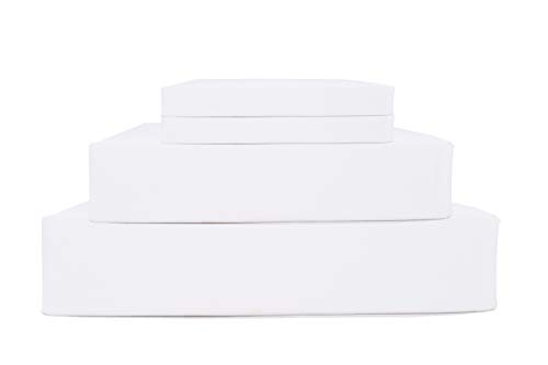 Linen Home 100% Cotton Percale Sheets King Size, White, Deep Pocket, 4 Piece - 1 Flat, 1 Deep Pocket Fitted Sheet and 2 Pillowcases,