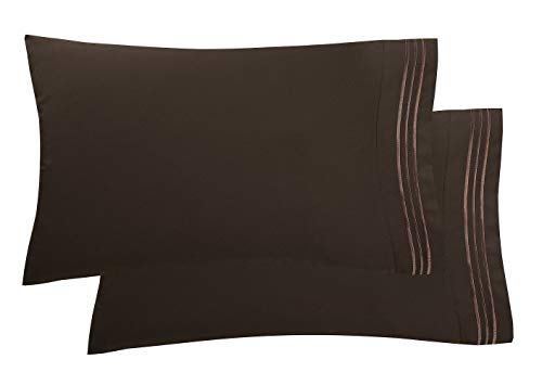Elegant Comfort Luxury Ultra-Soft 2-Piece Pillowcase Set 1500 Thread Count Egyptian Quality Microfiber - Double Brushed - 100% Hypoallergenic