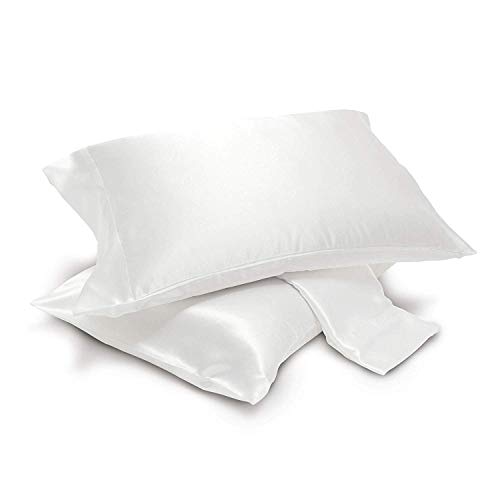 ALEXANDRA'S SECRET HOME COLLECTION Pack of 2 Satin Pillowcases Pair, Silky Soft, Cool and Breathable (Standard/Queen, White)