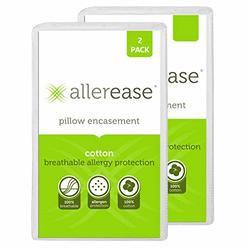 Aller-Ease AllerEase 100% Cotton Allergy Protection Pillow Protectors â€“ Hypoallergenic, Zippered, Allergist Recommended, Prevent