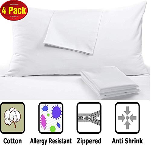 Niagara Sleep Solution 100% Cotton Anti Allergy 4 Pack Pillow Protectors King 20 x 36" High 450 Thread Count Style Life Time Replacement Premium