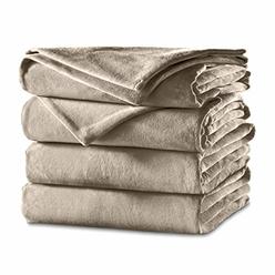 Sunbeam Heated Blanket | Velvet Plush, 10 Heat Settings, Mushroom, Full - BSV9GFS-R772-12A44