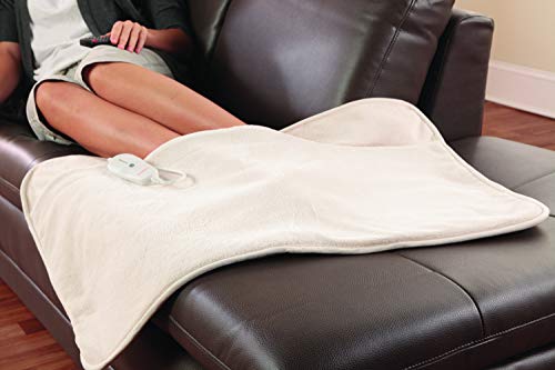 Serta | Ultra Soft Plush Electric Heated Warming Pad for Feet, Back, Waist,  and Abdomen, 35x20, Ivory