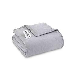Shavel Home Products Micro Flannel Solid Electric Heated Blanket, Greystone, Queen