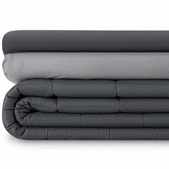 Luna Adult Weighted Blanket 3 Piece Duvet Cover Set | 20 lbs - 60x80 - Queen Size Bed | Cooling Silky Cover & Minky Fleece
