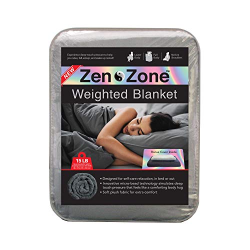 Zen Zone Weighted Blanket with Removable & Washable Cover, 15lb, Plush Grey (48 in. x 72 in.)