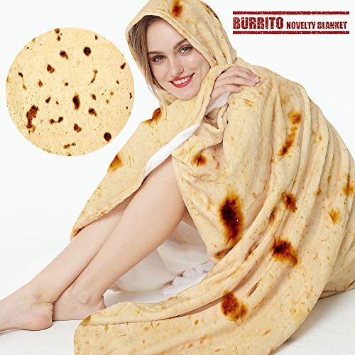 LetsFunny Burrito Tortilla Human Blanket, Burrito Wrap Novelty Blanket Tortilla Towel for Adults/Kids, Giant Round Beach