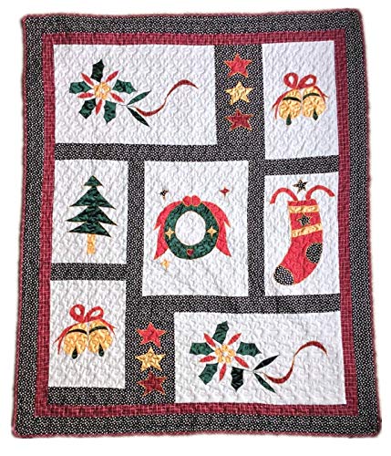 Cozy Line Home Fashions Christmas Embroidered Quilted Throw Blanket (Happy Christmas)