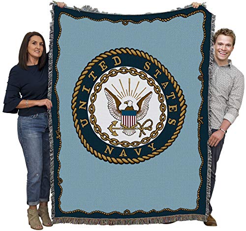 Pure Country Weavers US Navy Blanket Throw Woven from Cotton - Made in The USA (72x54)