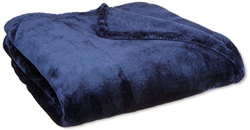WPM Navy Blue Queen Throw Blanket Sumptuously Soft Plush Fleece Sofa Couch Lightweight Throws (Navy)
