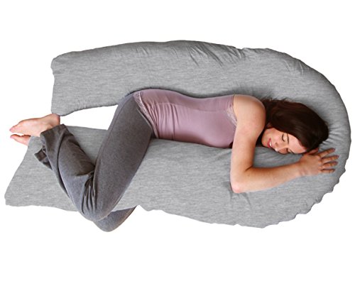 Deluxe Comfort Jersey Knit Cover for The Perfect U Full-Body Pillow, Grey