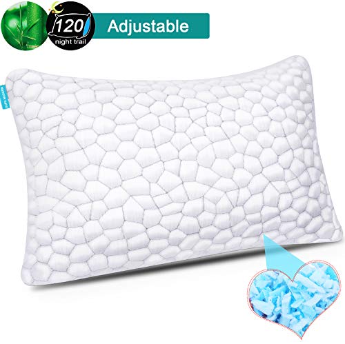 SUPA MODERN Cooling Bed Pillows for Sleeping, Shredded Memory Foam Pillow for Neck Pain Relief, Adjustable Sleeping Pillow for Back/Side