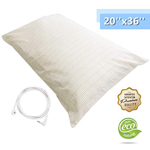 skysp Grounding Pillowcase Silver Conductive Grounding Mat for Better Sleep Safe Fits King(20x36in) 1PCS
