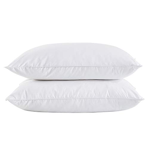 puredown King Size Soft Down Feather Bed Pillows Sleeping Washable-King Size-2 packs-100% Cotton Cover