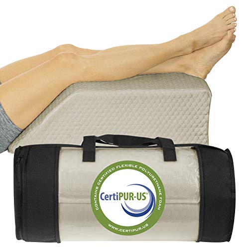 Xtra-Comfort Leg Elevation Pillow - Wedge Elevator Support Cushion for Sleeping, Swelling - Elevated Prop Up Position, Back