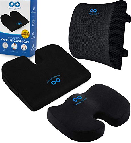 Everlasting Comfort Lumbar Support Pillow for Office Chair and Seat Cushion for Office Chair and Car Seat Cushion - Wedge