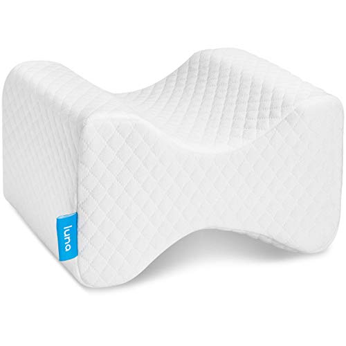 Sciatica Nerve Pain Relief Knee Pillow - Great for pains of Hip, Leg, Knee,  Back and Pregnancy - Memory Foam Wedge Leg Pillow with Washable Cover(Blue)
