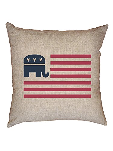 Hollywood Thread Republican American Flag Elephant Conservative Political Decorative Linen Throw Cushion Pillow Case with