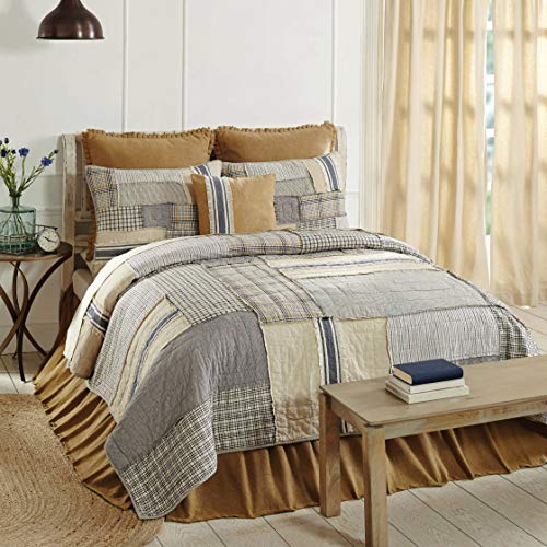 Piper Classics Mill Creek Luxury King Quilt 120" x 105", Oversized, Modern Farmhouse Style Bedding, Country Patchwork Quilt,