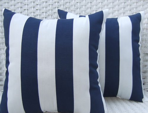 Resort Spa Home Decor Resort Spa Home DÃ©cor Indoor/Outdoor Decorative Throw Pillows, Navy Blue and White Stripe Fabric, 20" L, Set of 2