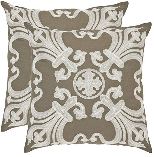Safavieh Pillows Collection Collette Decorative Pillow, 18-Inch, Olive, Set of 2