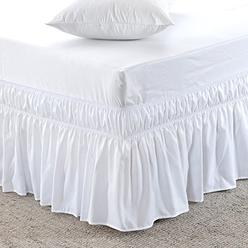 MEILA Bed Skirt Three Fabric Sides Elastic Wrap Around Dust Ruffled Solid Bed Skirts Easy On/Easy Off 16 Inch Tailored Drop,