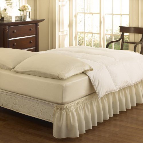 Easy Fit Solid Wrap Around Easy On/Off Dust Ruffle 18-Inch Drop Bedskirt, Queen/King, Ivory