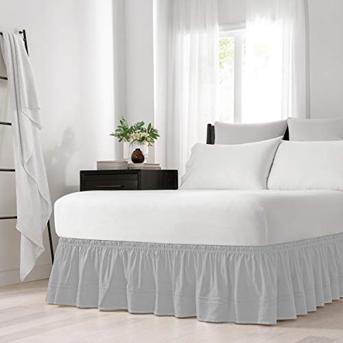 Easy Fit Embroidered Bed Skirt Baratta Wrap Around Easy On/Off