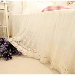 Brandream Full Size Luxury White Lace Bed Skirt Romantic Girls Bed Sheets Elegant Teen Skirted Sheet