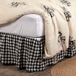 Piper Classics Vintage Check Black King Bed Skirt, 16" Drop, Modern Farmhouse Bedding, Checked Gingham Dust Ruffle