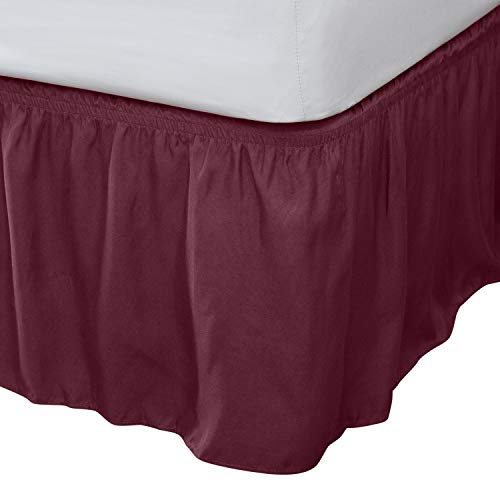 Home Details Dust Ruffle Bed Skirt, Queen/King, Burgundy