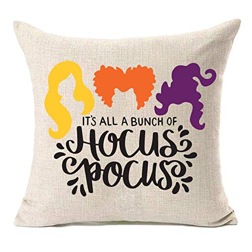 MFGNEH It's All A Bunch of Hocus Pocus Halloween Pillow Covers 18x18 Inch,Halloween Decorations Sanderson Sisters Throw