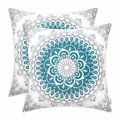 CaliTime Pack of 2 Cozy Fleece Throw Pillow Cases Covers for Couch Bed Sofa Farmhouse Decoration Dahlia Floral Medallion