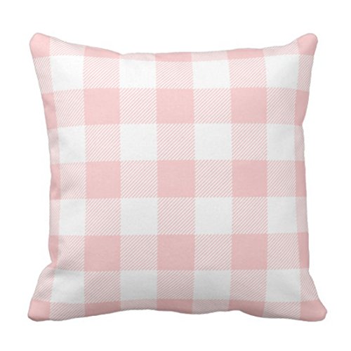 Emvency Throw Pillow Cover Cute Chic Pink Preppy Buffalo Check Plaid Modern Decorative Pillow Case Home Decor Square 18 x 18