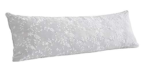 Sweet Jojo Designs Grey Floral Vintage Lace Body Pillow Case Cover (Pillow Not Included) - Solid Light Gray Silver Luxurious