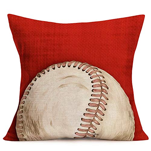 ShareJ Retro Oil Painting American Style Baseball Popular Sports in USA Cotton Linen 18"x18" Throw Pillow Case for Outdoor