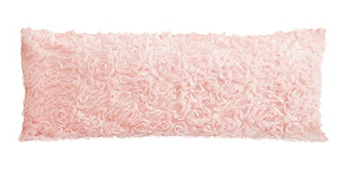 Sweet Jojo Designs Pink Floral Rose Body Pillow Case Cover (Pillow Not Included) - Solid Light Blush Flower Luxurious Elegant
