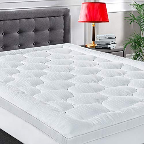 COHOME Queen Size Mattress Topper Extra Thick Cooling Mattress Pad 400TC Cotton Top Plush Down Alternative Fill Pillow Top