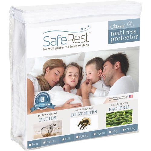 SafeRest Twin Extra Long (XL) Size Classic Plus Hypoallergenic 100% Waterproof Mattress Protector - Vinyl Free