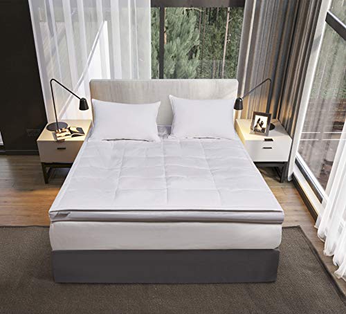 kathy ireland 233 Thread Count 3 inch White Down Fiber Top Featherbed Mattress Topper-(Full/Queen/King)