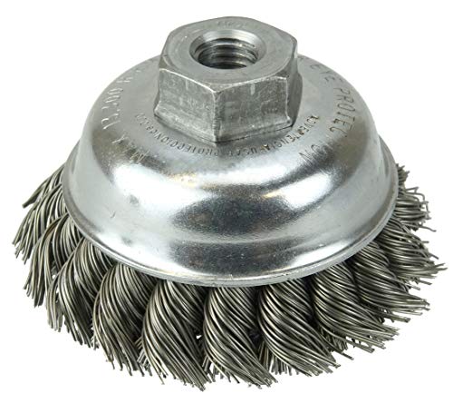 Weiler 13152 3-1/2" Single Row Knot Wire Cup Brush.023" Steel Fill, M14 x 2.0 Nut